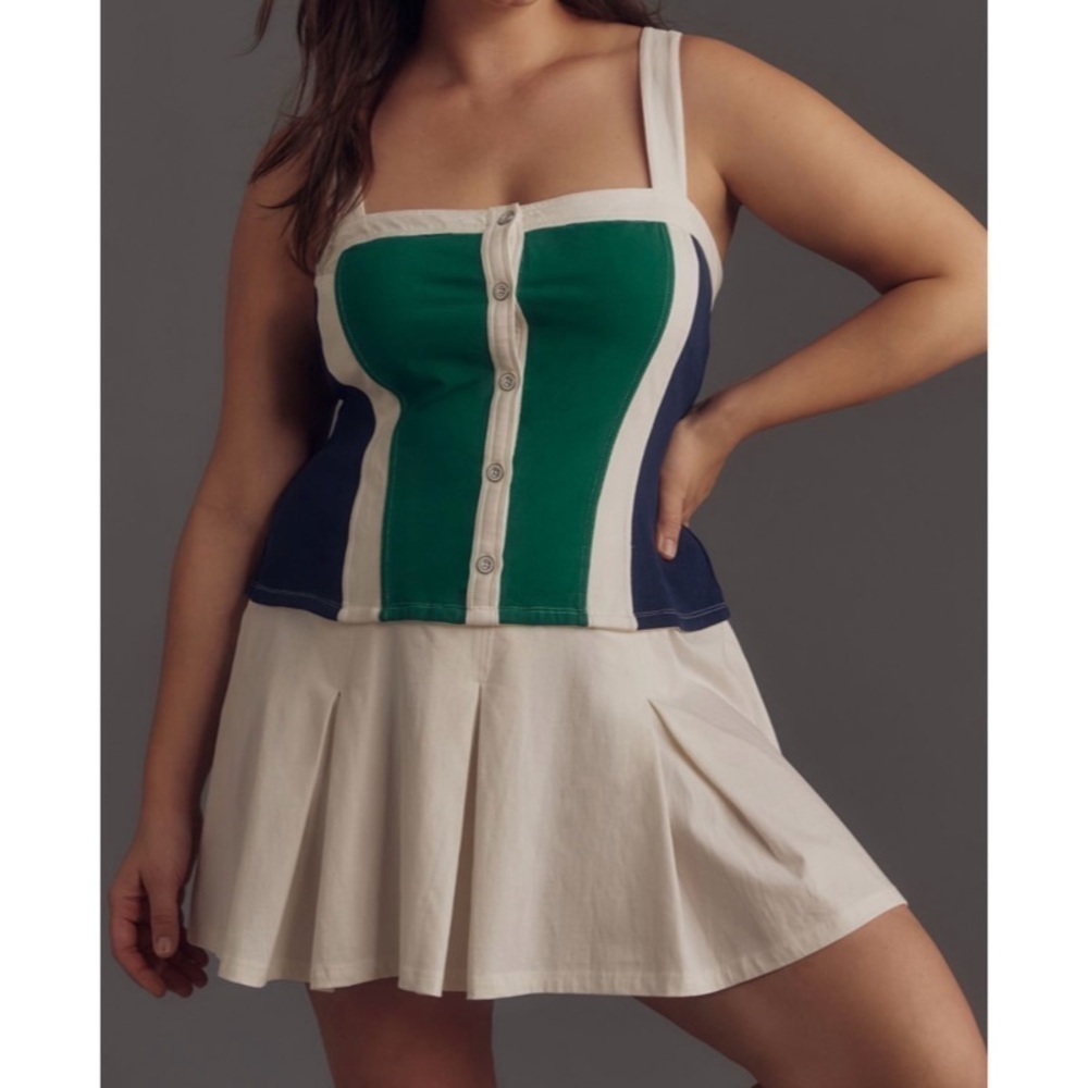 NEW DAILY PRACTICE BY ANTHROPOLOGIE Sleeveless Pleated Mini Dress